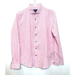 Robert Graham Pink White Gingham Check Collared Tailored Fit Button Down Large
